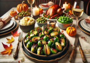 An image of a beautifully set Thanksgiving dinner table featuring low-carb dishes