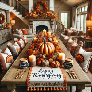 An image of Custom Thanksgiving Home Decor That Will Wow Your Loved Ones. This visual captures a beautifully designed and personalized Thanksgiving home decor setup, perfect for creating a warm and festive atmosphere.