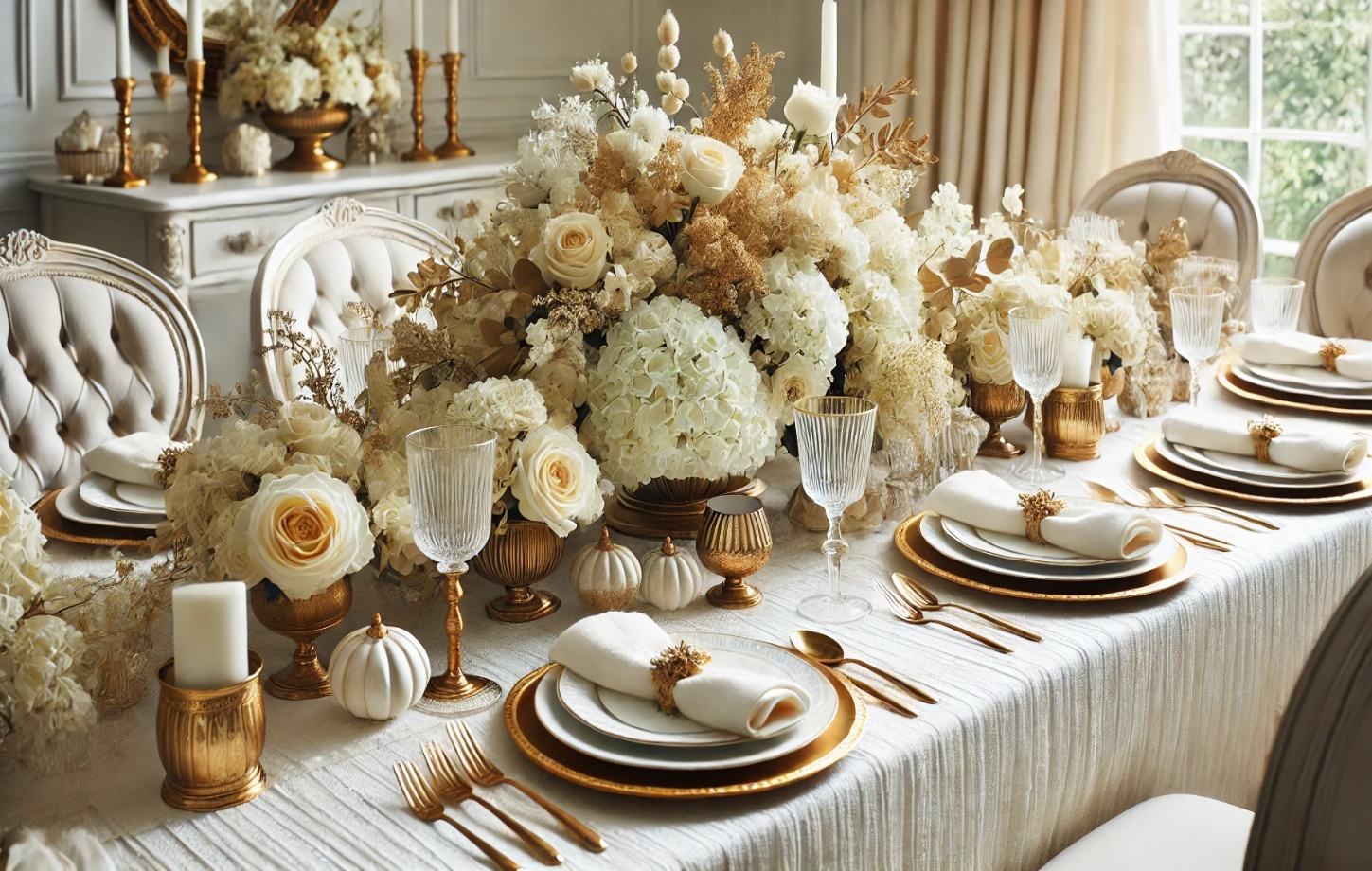 Thanksgiving dining table styled with classic elegance